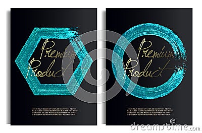 Black and blue Gold Design Templates for Brochures, Flyers, Mobile Technologies, Applications, Banners, premium box. Vector Illustration