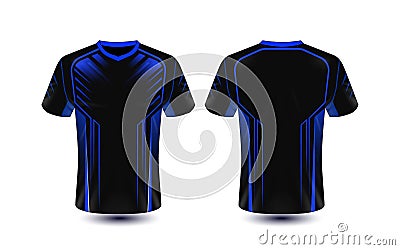 Black and blue layout e-sport t-shirt design template Vector Illustration