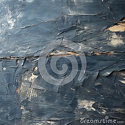 A black and blue wall with peeling paint and a large crack Stock Photo