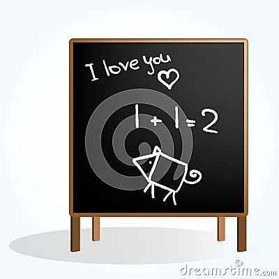 Black board with simple pictures Vector Illustration