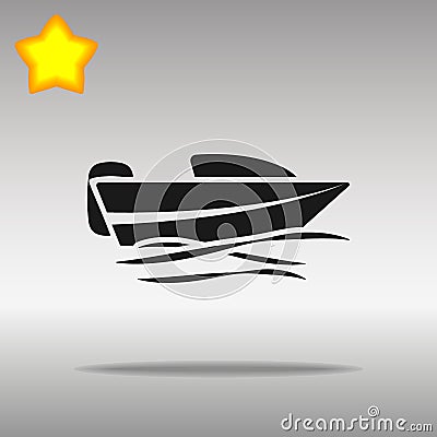 Black Boat powerboat Icon button logo symbol concept high quality Vector Illustration