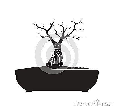 Black Bonsai Tree. Vector Illustration Stock Photo