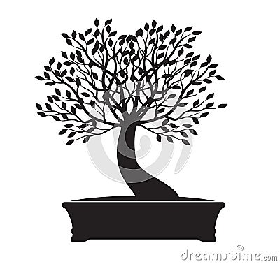 Black Bonsai Tree. Vector Illustration Vector Illustration