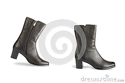 Black boots - one step Stock Photo