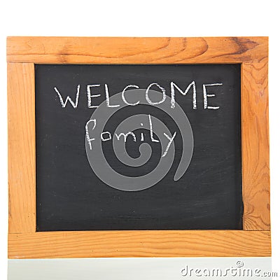 Black bord welcome isolated on white Stock Photo