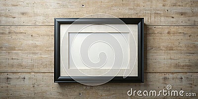 Black bordered frame mockup on wall minimal empty blank frame Generative AI Stock Photo