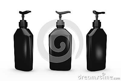 Black bottle with dispenser pump, clipping path included Stock Photo