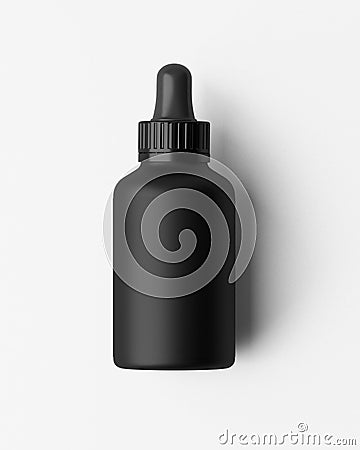 Black Bottle modern design Eye Dropper. Isolated on white background. 3d illustration Cartoon Illustration