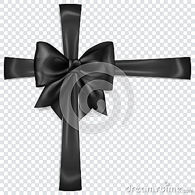 Black bow with crosswise ribbons Vector Illustration