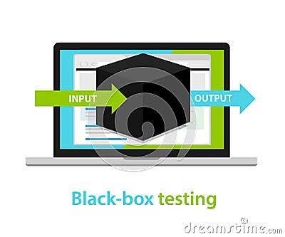 Black box testing input output process software development methodology Vector Illustration