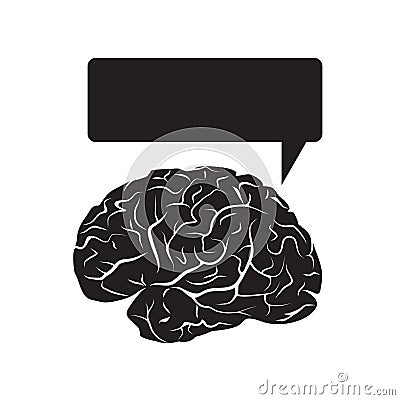 Black brain mark with talking cloud. Vector Illustration