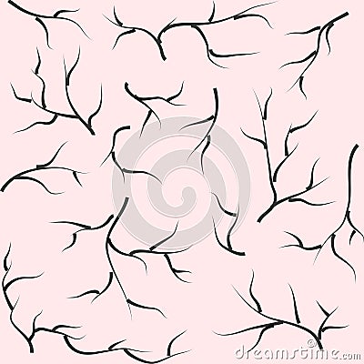 Black branches on a pink background Vector Illustration