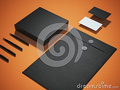 Black branding mockup on floor Stock Photo