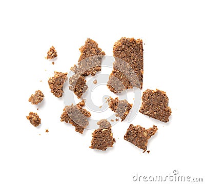 Black Bread Slices Isolated, Brown Organic Cereal Bread Pieces, Sliced Black Loaf Slices, Rye Bread Stock Photo