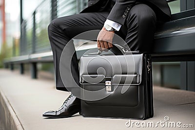 black briefcase with a built-in coded lock Stock Photo