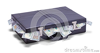 Briefcase with Money Sticking Out Stock Photo