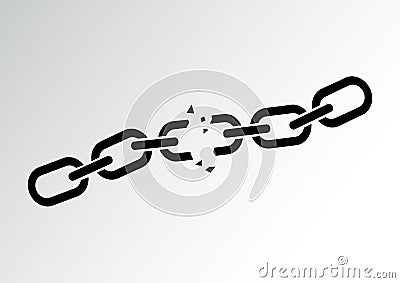 Black broken chain. Vector illustration Cartoon Illustration