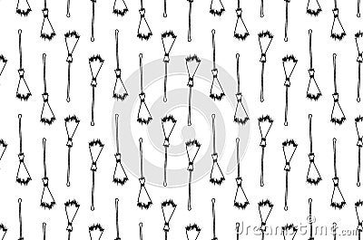 Black broom on white background Vector Illustration