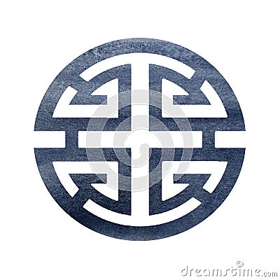 black brush ink chinese symbol lu prosperity isolated white background. Stock Photo