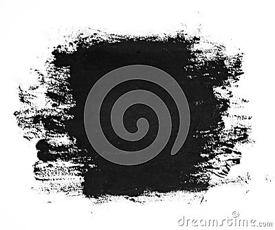 Black brush strokes on white paper. Dark abstract watercolor paint texture Stock Photo