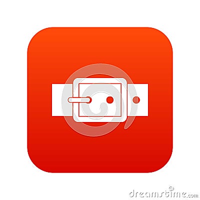 Black buckle belt icon digital red Vector Illustration