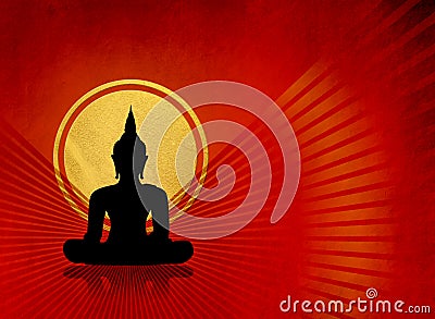 Black buddha silhouette - meditation concept Stock Photo