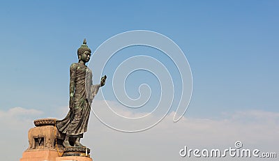 Black buddha statue in thai temple Stock Photo