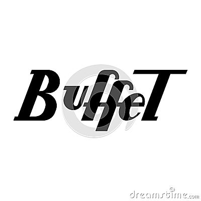 Black Buffet lettering vector illustration on white background. Restaurant, cafe sign Cartoon Illustration