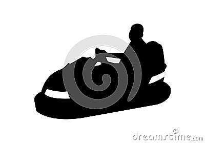 Black bumper car silhouette with a driver Vector Illustration