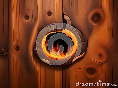 Black burnt holes on brown wood walls , Space for entering text Stock Photo