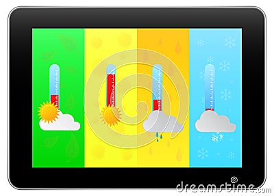 Black Business Tablet Indicate Weather Forecast Vector Illustration