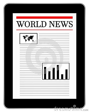 Black Business Tablet Similar To iPad Showing News Vector Illustration