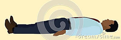 Black Businessman Lying On His Back Vector Illustration