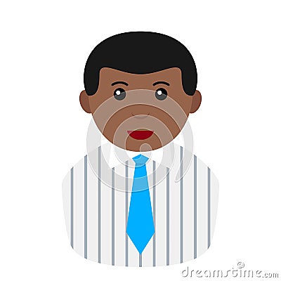 Black Businessman in Shirt Tie Avatar Icon Vector Illustration