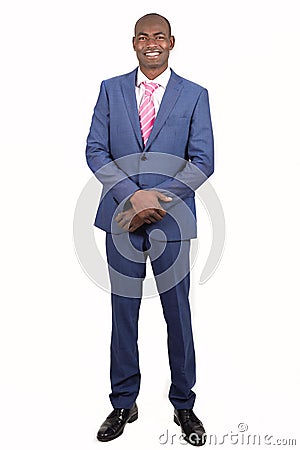 Black businessman wearing suit and tie smiling Stock Photo