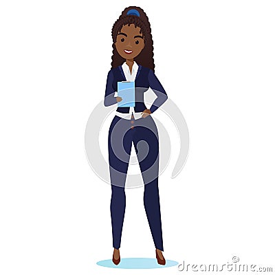 Black businesswoman with clipboard Vector Illustration