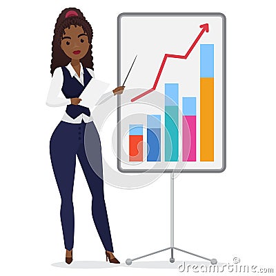 Black businesswoman takes presentation Vector Illustration