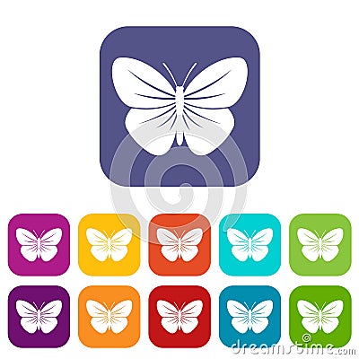 Black butterfly icons set Vector Illustration