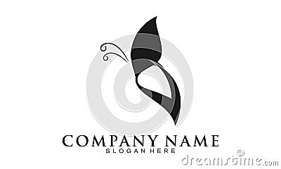 Black butterfly illustration vector logo Vector Illustration