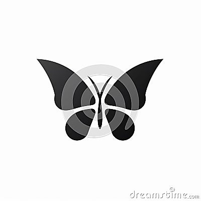 Elegant Black Butterfly Icon On White Background Stock Photo