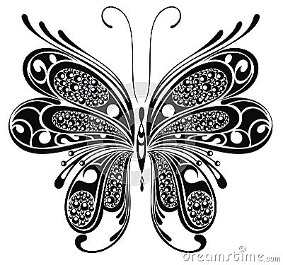 Black butterfly. Tattoo design Vector Illustration