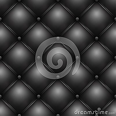 Black buttoned leather upholstery pattern texture Vector Illustration