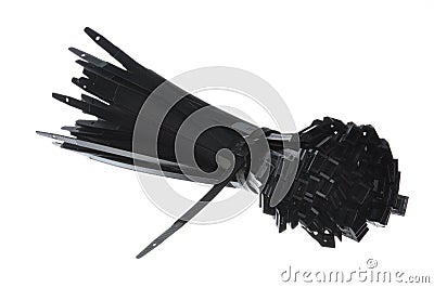 Black cable ties Stock Photo