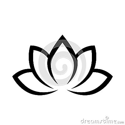 Black calligraphic lotus blossom. Yoga symbol. Simple flat vector illustration Vector Illustration