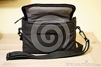 Black camera bag Stock Photo