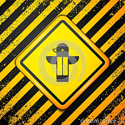 Black Canadian totem pole icon isolated on yellow background. Warning sign. Vector Vector Illustration