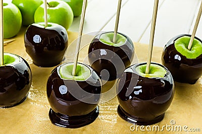 Black candy apples Stock Photo