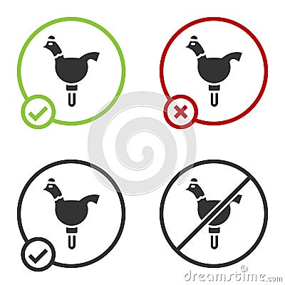 Black Candy cockerel lollipop on a stick icon isolated on white background. Circle button. Vector Vector Illustration