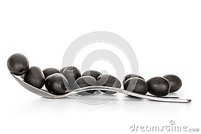 Black canned olive isolated on white Stock Photo
