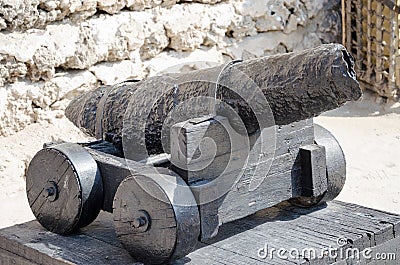 Black cannon, Dubai Museum at Al Fahidi Fort, UAE Stock Photo